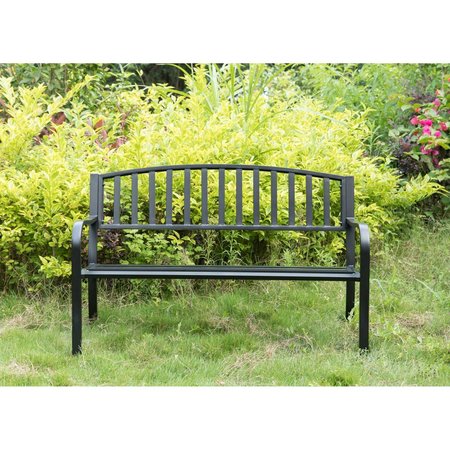 Gardenised Steel Garden Park Bench Cast Iron Frame Patio Lawn Yard Decor, Black Seating Bench for Yard, Patio, Garden, Balcony, and Deck QI003773